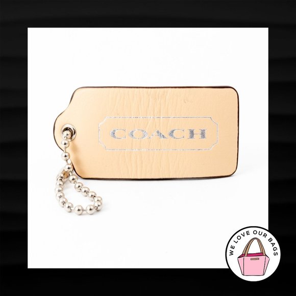 RARE 2.5" Large COACH TAN WHITE LEATHER KEY FOB BAG CHARM KEYCHAIN HANGTAG TAG - Picture 1 of 2